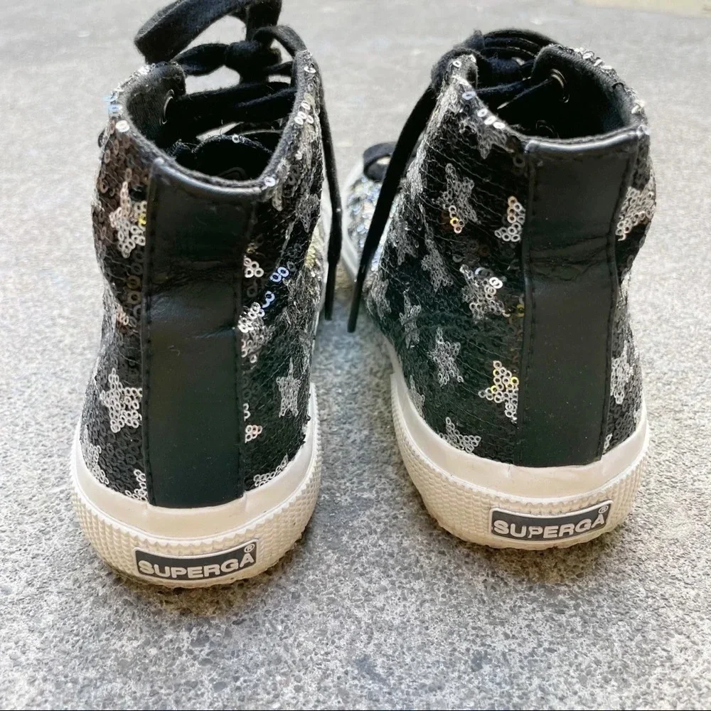 Superga girls sequins star high top sneakers 2.5 - Picture 3 of 8